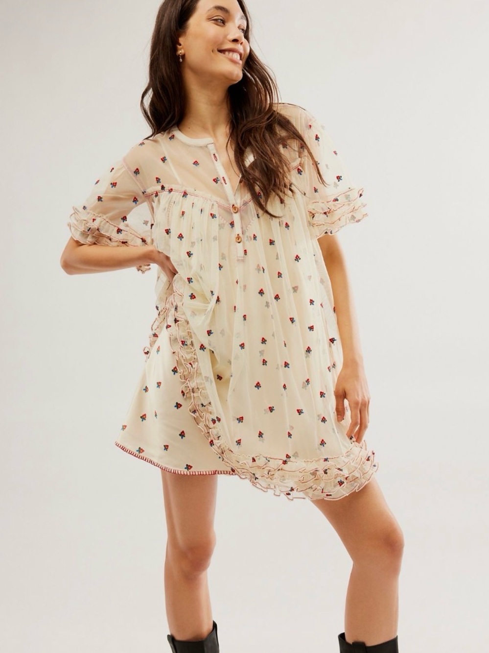 Free People “Folklore Frock” Mini Dress - Picture 8 of 11